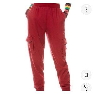 Alice + Olive Red Dede Smocked Wasir Cargo Pants